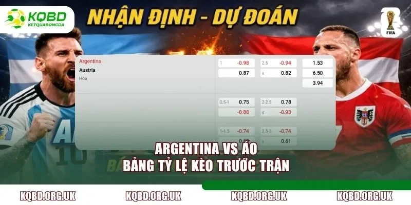 Argentina vs Áo - bảng tỷ lệ kèo trước trận