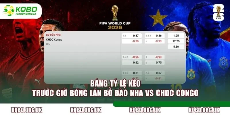 Bảng tỷ lệ kèo trước giờ bóng lăn Bồ Đào Nha vs CHDC Congo